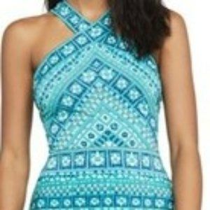 BCBG Maxazria  "S" Super comfy long Blue/Muti color dress NWT